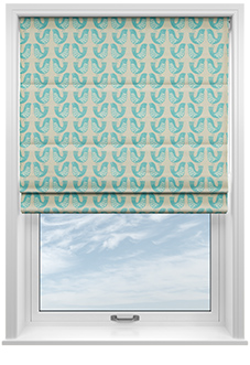 Scandi Birds, Aqua - Twist&Fit Roman Blind
